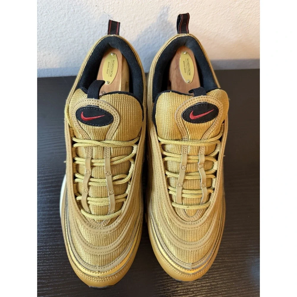 Men's Nike Air Max 97 OG Metallic Gold Golden Bullet Shoes Size 12 (DM0028-700)